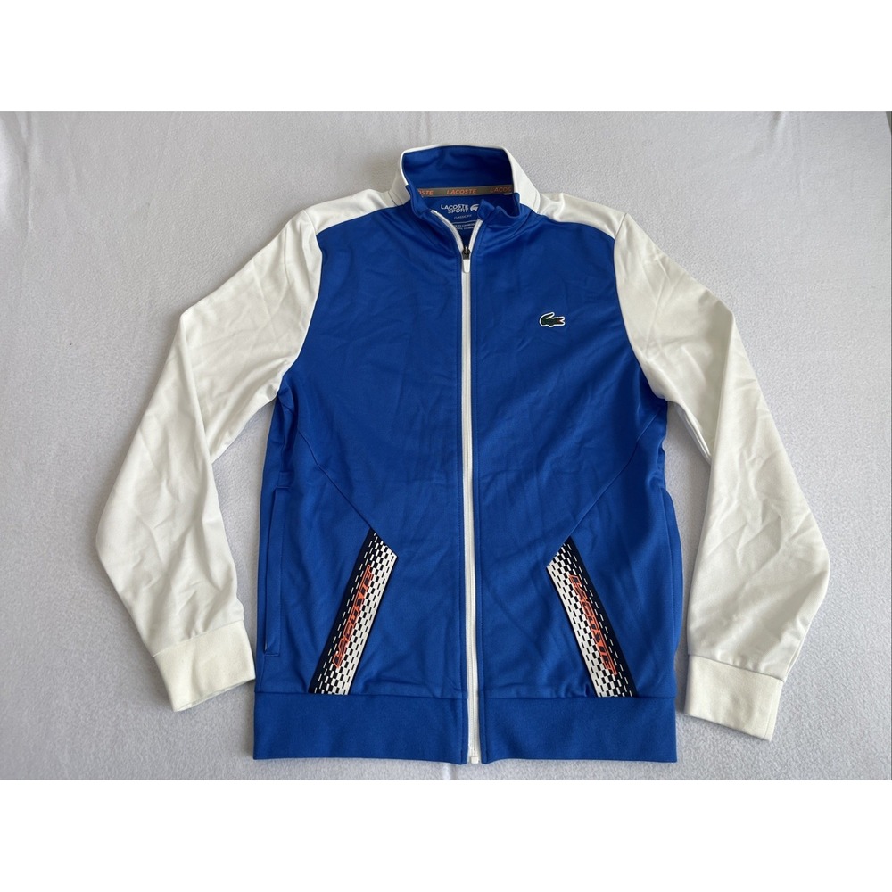 Lacoste Sport Mens Ripstop Zip Up Track Jacket Blue White SH5199 Small